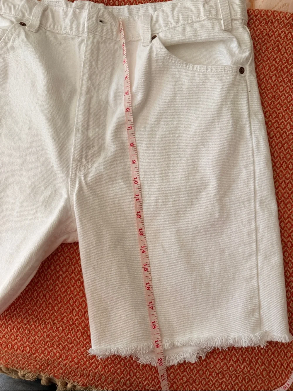 Levi's White 505 Straight-Leg Jean cut off shorts